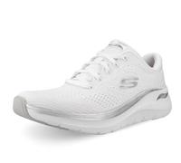 Skechers Arch Fit 2.0 Glow The Distance- Tenis para Mujer, Malla Blanca y Ribete Plateado, 39 EU