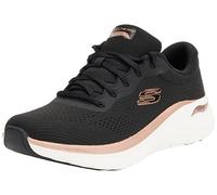 Skechers Arch Fit 2.0 Glow The Distance, Zapatillas Mujer, Black Mesh/Rose Gold Trim, 35 EU
