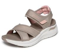 Skechers Arch FIT 2.0 - Sandalias Planas Feelin' Bright para Mujer, Color Gris Pardo, Talla 7