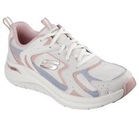 Skechers Arch Fit 2.0 Vintage Luxe - Tenis para Mujer, Malla de Cuero Rosa y Ribete Gris, 36.5 EU
