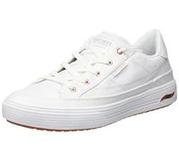 Skechers Arch Fit Arcade-See Ya There - Tenis sin Cordones para Mujer, Lona Blanca con Ribete de Oro Rosa, 38 EU
