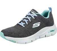 Skechers Arch Fit Comfy Wave, Zapatillas Mujer, Charcoal Knit/Blue Trim, 36.5 Eu