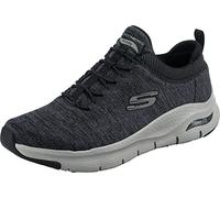 Skechers Arch Fit Waveport - Tenis para Hombre, Malla Negra y Ribete Gris, 40 EU
