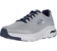 Skechers Arch FIT, Zapatillas Hombre, Gray Textile Synthetic Azul Marino Trim, 44 EU