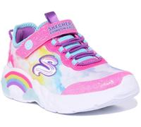 SKECHERS Arcoiris Corredor S Luces Corazones sin Cordones Niña Zapatos Rosa UK