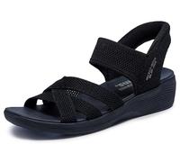 Skechers Arya, Sandalia Mujer, Black, 37 EU