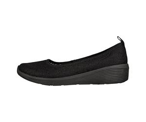 Skechers ARYA WILD INSIGHT, Zapatos planos Mary Jane para Mujer, Black Lace Mesh/Black Trim, 39 EU