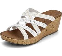 Skechers Autobuses De Beverlee a Tiger Posse, Sandalias con cuña Mujer, Color Blanco, 37 EU