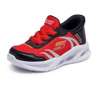 Skechers Bebé-Niños Skechers Meteor-Lights Brisk-Beams Slip-In ENTRENADOR, Red Synthetic / Textile / Black & Orange Trim, 22 EU