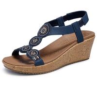Skechers Sandalias Beverlee Date Glam para mujer, color marino, 40 EU