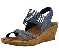 Skechers BEVERLEE HIGH TEA, Sandalia para Mujer, Navy Sparkle Linen/ Gore Trim, 40 EU