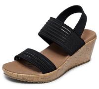 Skechers Beverlee Sheer Glow, Sandalias Mujer, Negro, 36 EU