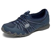 Skechers Bikers Lite Relive, Zapatos sin cordones Mujer, Navy Mesh/ Duraleather/ Light Blue Trim, 38.5 EU