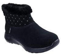 Skechers Botas de tobillo para mujer, manos libres, fáciles de poner sobre la marcha, alegría, acogedoras y brillantes, Negro/Negro, 39 EU