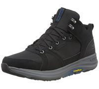 Skechers Botines clásicos para hombre, Piel sintética negra con ribete verde azulado, 44 EU
