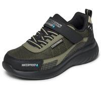 Skechers Bounder 2.0 Aqua Pace - Zapatillas Deportivas para niño, Color Negro y Verde Oliva, sintético/Textil/Ribete Plateado, Talla 4 UK Niño