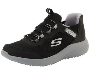 Skechers Bounder Brisk-Burst para niño, Negro/Carbón, 4.5 Big Kid | Casual, sin cordones, espuma viscoelástica refrigerada por aire, lavable a máquina, almohada para el talón