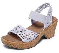 Skechers Brystol-Beach Bliss - Sandalias de cuña para mujer, Lavanda, 37.5 EU