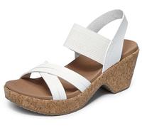 Skechers Brystol - Night Skies, Sandalias con cuña Mujer, Blanco Opulento Jardín, 38 EU