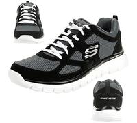 Skechers Burns- Agoura Hombre Scarpe da Ginnastica, Black White, 48.5 EU