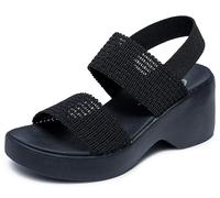 Skechers Cali Day, Sandalia con talón Mujer, Black, 37 EU