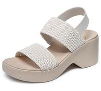 Skechers Cali Day, Sandalia con talón Mujer, White, 38 EU