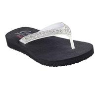 Skechers Cali, Sandalia Mujer,Ribete de Diamantes de Imitación Blanco Duraleather, 40 EU