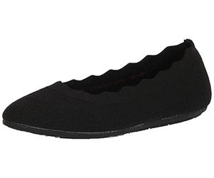 Skechers Cleo 2.0-Love Spell - Zapatos Planos de Punto Festoneado con Espuma viscoelástica Transpirable para Mujer, Negro -, 36.5 EU