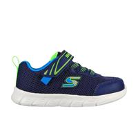 Skechers COMFY FLEX MINI TRAINER, Zapatilla de deporte para Niños, Navy Textile & Synthetic/ Blue & Lime Trim, 26 EU