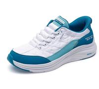Skechers Contour Foam Cozy Fit Hands Free Slip-ins, Zapatillas Mujer, Blanco Turquesa, 38 EU