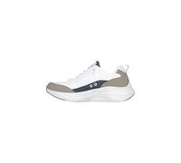 Skechers Contour Foam Cozy Fit - Zapatillas deportivas sin cordones para hombres, color blanco/gris pardo, talla 44,5 con horma ancha