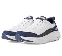 Skechers Contour Foam Cozy Fit, Zapatillas Hombre, White Mesh/Duraleather/Navy Trim, 44 EU