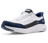 Skechers Mujer Contour Foam In Motion Slip-In ENTRENADOR, White Mesh/Navy Duraleather/Leather/Trim, 41 EU