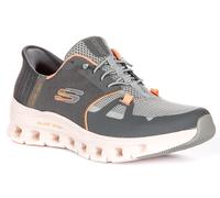 SKECHERS Cordones Planear Pro Tacón Almohada Malla Mujer Zapatillas Gris Naranja