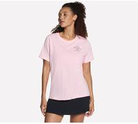 Skechers Court Classics pantalones cortos Sleeve camiseta en White/Pink, talla XS