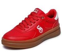 Skechers Courtside Cali DUDEZ - Tenis para Hombre, Color Rojo Duraleather/Borde Blanco, Talla 40