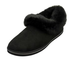 Skechers Cozy Campfire Winter Nights, Pantuflas Mujer, Black Microfiber/Faux Fur, 36.5 EU