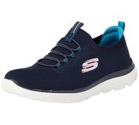 Skechers Cumbres, Zapatillas Mujer, Ribete Azul Marino de Punto Verde Azulado Rosa, 35 EU