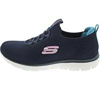 Skechers Cumbres, Zapatillas Mujer, Ribete Azul Marino de Punto Verde Azulado Rosa, 43 EU