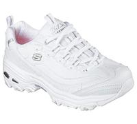 Skechers D'lites Fresh Start, Sneaker Mujer, White Leather Mesh Silver Trim L, 37.5 EU