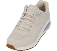 Skechers Damen Bogen-Passform Gymnastikschuh, Malla Durabuck con Estampado de Leopardo Tonal Blanco Roto, 37 EU