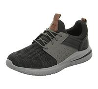 Skechers DELSON 3.0 CICADA, Zapatillas para Hombre, Black Gray Knitted Mesh W/ Synthetic, 45 EU