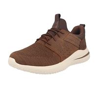 Skechers DELSON 3.0 CICADA, Zapatillas para Hombre, Dark Brown Knitted Mesh W/ Leather, 45 EU