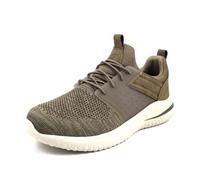 Skechers DELSON 3.0 CICADA, Zapatillas para Hombre, Khaki Knitted Mesh W/ Synthetic, 43 EU
