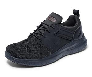 Skechers Delson 3.0 Sr Oteron Health Care - Zapatos Profesionales para Hombre, Tela sintética Negra, 47.5 EU