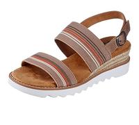 Skechers Desert Kiss Hi Tea Time, Sandalia Mujer, Taupe and Multi Gore, 39 EU
