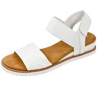 Skechers Desert Kiss-Stretch Quarter - Sandalias planas con correas para mujer, Blanco, 8 Wide