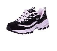 Skechers D'Lites Biggest Fan Regular, Zapatillas, Mujer, Black Trubuck/White Mesh/ Silver Trim, 35