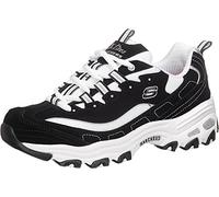 Skechers D'Lites Biggest Fan Regular, Zapatillas, Mujer, Black Trubuck/White Mesh/ Silver Trim, 37.5