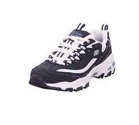 Skechers D'lites Biggest Fan, Zapatillas Mujer, Navy Trubuck/ White Mesh/ Carolina Blue Trim, 35.5 EU